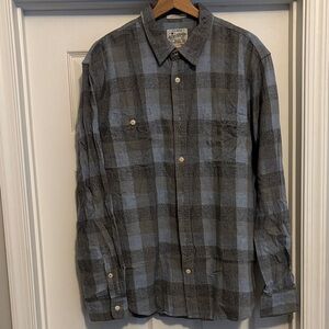 Lucky Brand Gray and Blue Checkered Shirt